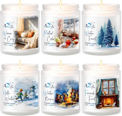 Vista 14 de Auelife Juego de velas de otoño Paquete de 4 velas perfumadas para el hogar – Regalos de velas para mujeres y hombres, velas de soja perfumadas