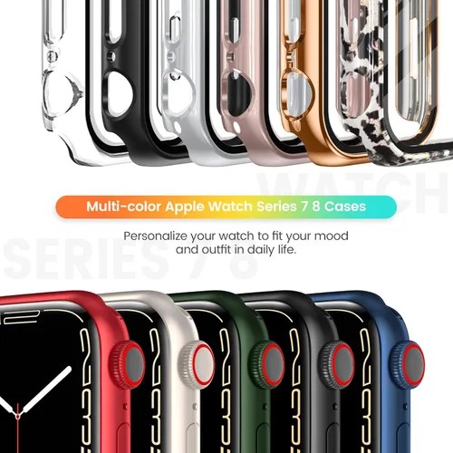 Vista 2 de Tensea [Paquete de 6] Funda protectora de pantalla para Apple Watch Series 8 y 7 de 1.772 pulgadas, accesorios para iWatch de policarbonato duro