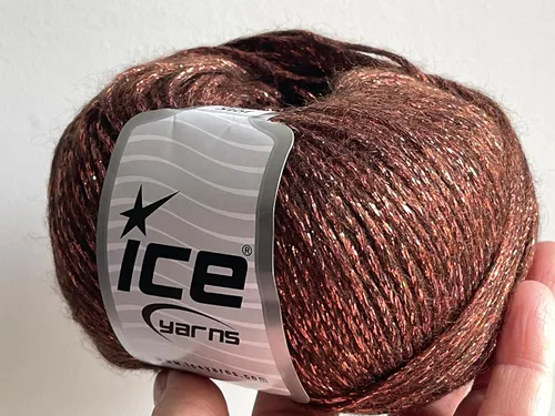 Vista 3 de Copper Brown Night Star - Hilo metálico de mezcla de lana de cadena de peso DK, 1.76 oz (1.75 onzas) 656.2 ft (218 yardas)