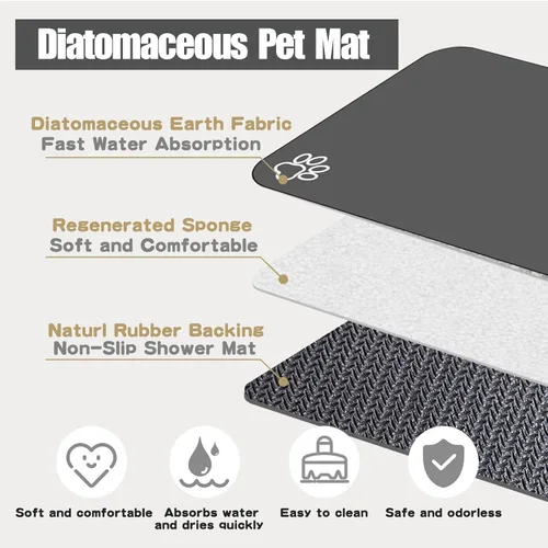 Vista 6 de Tapete Grande para Alimentación de Mascotas, 15.7" x 39.3" Bohemio Absorbente de Secado Rápido Tapete para Perros para Tazón de Comida y Agua