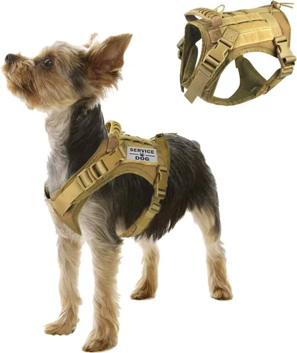 Vista 11 de Arnés táctico para perro, chaleco de entrenamiento al aire libre, chaleco militar K9 de patrulla para perro, arnés táctico ajustable para cachorros