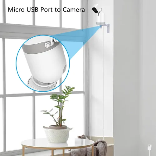 Vista 4 de Cable de extensión de cargador de cámara de 16 pies compatible con Ring Indoor Cam (2ª generación), Blink Mini, Blink Mini Pan Tilt, WYZE Cam V4/OG