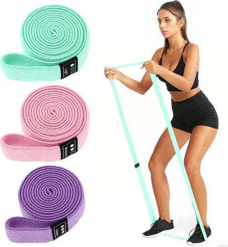 Vista 10 de Fabric Resistance Bands - 3-Pack Set, Long Cloth Exercise Bands for Home Workout Strength Training, Yoga & Pilates with Storage Bag