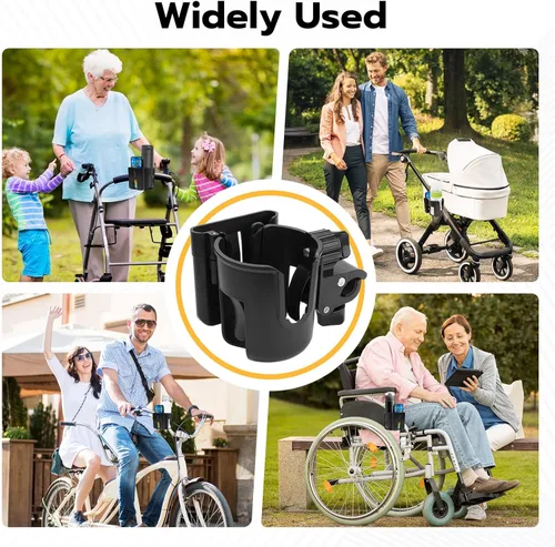 Vista 7 de 2 portavasos para cochecito con soporte para teléfono, soporte para bebidas 2 en 1 extraíble para accesorios de carrito de golf, soporte giratorio