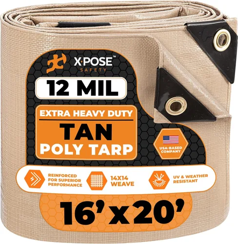 Vista 178 de Xpose Safety Lona protectora de polietileno plateado resistente de 5 x 7 pies - Funda protectora multiusos - Duradera, resistente al agua