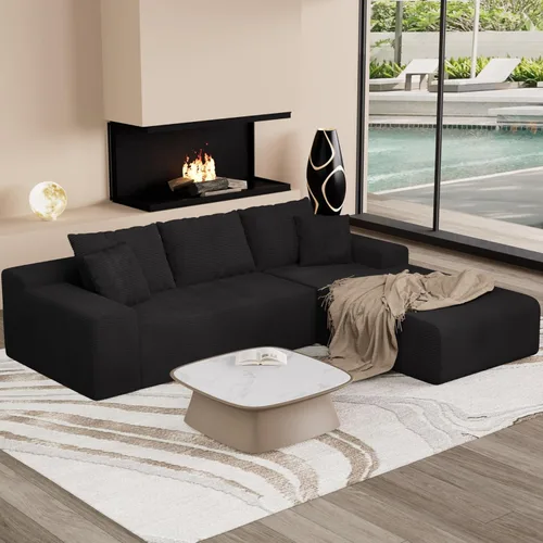 Vista 6 de NAYA 85" Corduroy Sofa Couch, Cloud Couch with Deep Seat, Compressed Boneless 3 Seater, No Assembly Required, Modern Upholstered Sofa for Living