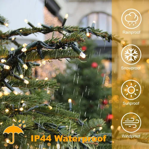 Vista 2 de Luces de árbol de Navidad, 400 luces LED de Navidad para árbol, 6.6 pies x 16 cadena, 8 modos de iluminación, luz de árbol de hadas con memoria