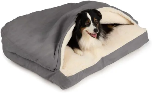 Vista 8 de Snoozer Pet Products Cama de lujo para perros estilo cueva rectangular con microserraje, pequeña, antracita