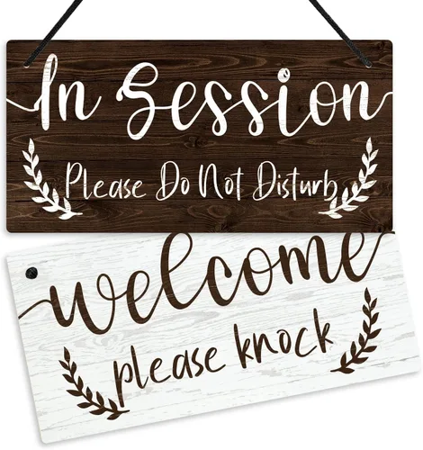 Vista 7 de Putuo Decor Meeting in Progress Please Do Not Disturb - Letrero reversible de doble cara para negocios, oficina, placa colgante de PVC de 10 x 5