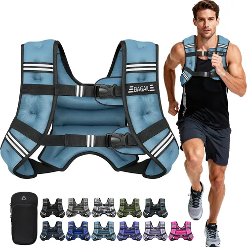 Vista 15 de BAGAIL Chaleco con peso de 5, 8, 10, 12, 15, 20, 25, 30 lbs, para caminar y perder peso, reflectante, con bolsa para teléfono, para mujeres