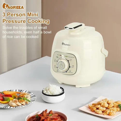 Vista 3 de IAGREEA Olla arrocera, olla a presión eléctrica rápida, multicocina portátil con 6 ajustes de menú para harina de avena de arroz blanco/integral