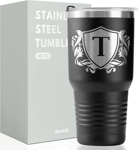 Onebttl Regalos personalizados para hombres con iniciales, vaso de viaje con monograma para él, tazas de café personalizadas, regalos únicos de