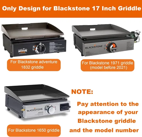 Vista 3 de Capucha de tapa dura con medidor de temperatura para plancha Blackstone de 17 pulgadas, tapa con bisagras para Blackstone modelo de grasa delantera