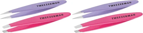 Vista 10 de Tweezerman Mini pinzas inclinadas y punta – Juego de pinzas para cejas, pinzas de viaje para cejas, vello facial