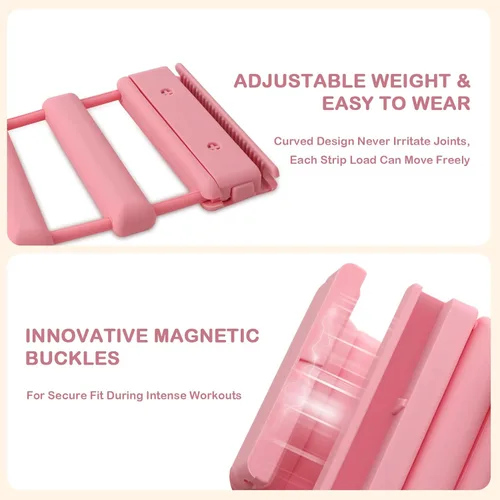 Vista 2 de Juego de 2 pesas de muñeca y tobillo de pilates para mujer, con hebilla magnética ajustable, de silicona, pesas para brazos y piernas, para gimnasio