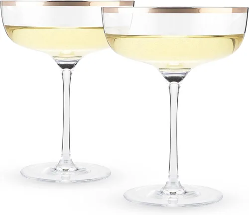 Vista 9 de Twine Copas de champán sin tallo con borde dorado, copas de vino espumoso para Prosecco, cócteles espumosos, cócteles sin alcohol, mimosas