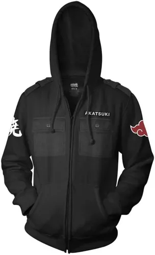 Vista 2 de Ripple Junction Naruto Shippuden Men's Authentic Full Zip Hooded Sweatshirt wChest Pockets Epaulettes Officially Licensed