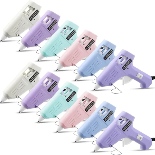 Vista 8 de Threlaco 6 Pcs Mini Hot Glue Gun for Class Craft Glue Guns Fast Preheating Hot Melt Gun Low Temp with Burn Protection School DIY Home, 20 W (Black)