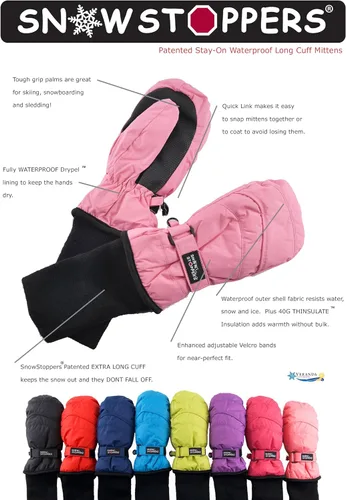 Vista 4 de SnowStoppers - Mitones de nailon para niños, impermeables, de invierno