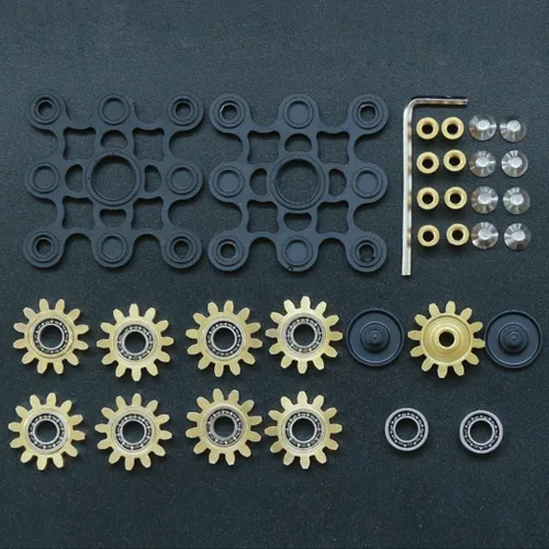 Vista 3 de Engranajes giratorios de latón puro para ansiedad, giroscopio, juguete de metal para bricolaje, spinner de mano, largo tiempo, EDC enfoque