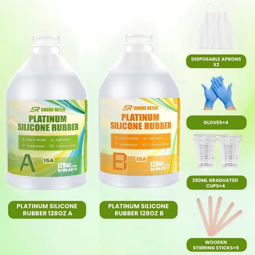 Vista 7 de Silicona de curado de platino de 2 galones para la fabricación de moldes – 15 A flexible, resistente al desgarro, silicona de fundición segura