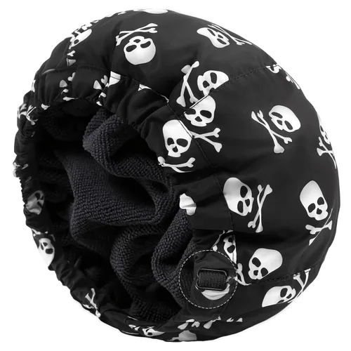 Vista 12 de Gorro de ducha para hombre, gorro de baño negro, reversible, con forro de rizo, grande, impermeable, ajustable, banda elástica, dobladillo elástico