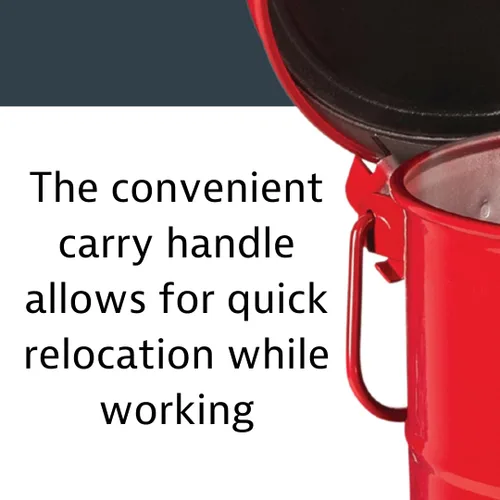 Vista 6 de Justrite Recipiente para desechos aceitosos de acero galvanizado de 10 galones, recipiente de seguridad metálico para trapos con aceite de 18 x 14