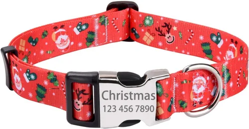 Vista 14 de Mihqy Collares de perro personalizados, collar de perro personalizado con nombre y número de teléfono, múltiples patrones y 4 tamaños de collar