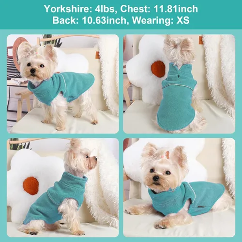 Vista 46 de Chaleco de forro polar con estampado a cuadros rojos, suéter de invierno para mascotas para perros pequeños, niños y niñas, suéter cálido