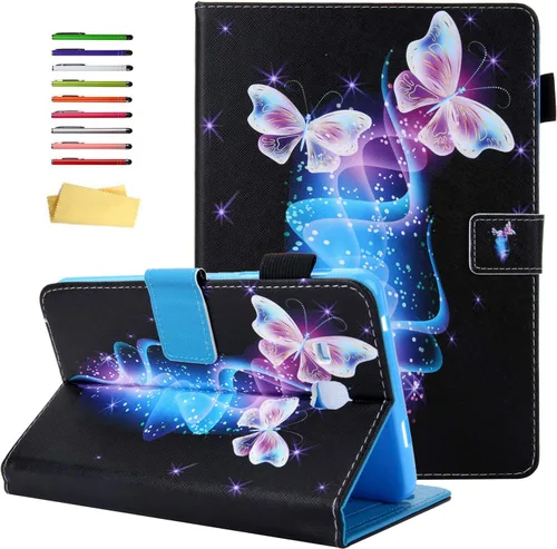 Vista 10 de Funda para Samsung Galaxy Tab A 7.0 pulgadas Tablet 2016 SM-T280/T285, con soporte para lápiz, ranuras para tarjetas, cuero sintético, soporte