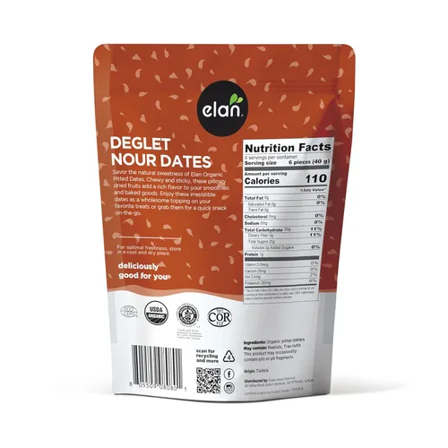 Vista 2 de Elan Dátiles orgánicos sin hueso, 184 g, frutas secas naturalmente dulces, sin hueso, sin azúcar añadida, sin sulfitos, no transgénico, vegano, sin
