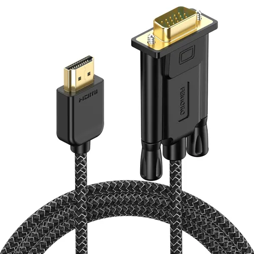 FEMORO Cable HDMI a VGA de 6 pies macho a macho, cable trenzado de nailon 1080P a 60Hz para laptop, computadora de escritorio, Xbox, PS3, Raspberry