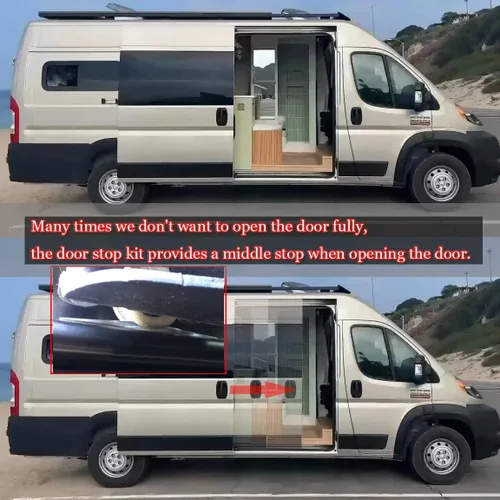 Vista 4 de Kit de tope de puerta intermedio mejorado para furgoneta, DarSeity aluminio Van Mods deslizante Midway Tope de puerta para Mercedes Sprinter/Ford