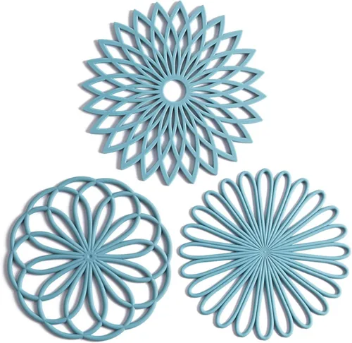 Juego de 3 salvamanteles de silicona, antideslizantes y resistentes al calor, almohadillas calientes de cocina modernas para mesa y encimera,