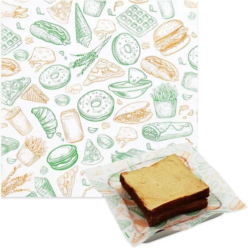 Vista 9 de 300 hojas de papel de delicatessen de 10 x 10 pulgadas, hojas de papel encerado para alimentos, papel de envoltura de sándwich resistente a