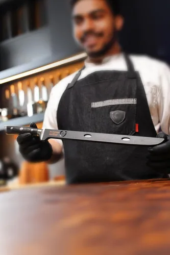 Vista 9 de Dalstrong Rebanadora de carne y jamón estilo español, 12 pulgadas, Gladiator Series Elite, acero alemán de alto carbono, con vaina, certificado NSF