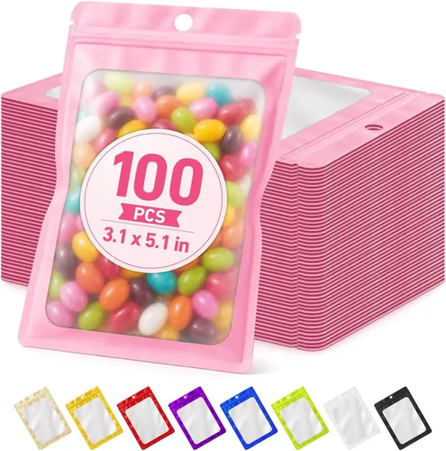 Vista 60 de 100 bolsas de Mylar resellables, bolsa pequeña a prueba de olores Oro claro