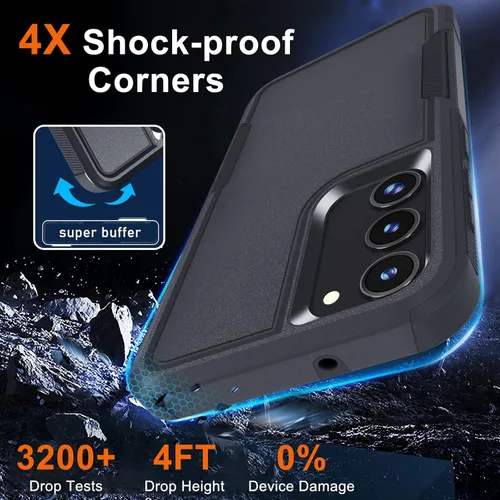 Vista 3 de RMOCR Funda para Samsung Galaxy S23+ Plus con 2 protectores de pantalla de vidrio templado y 2 protectores de lente de cámara, funda protectora a