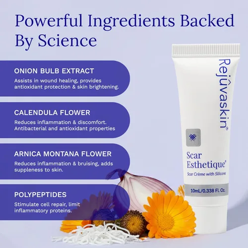 Vista 3 de Rejuvaskin Crema para cicatrices Esthetique con silicona, 0.338 Oz/0.3 fl oz