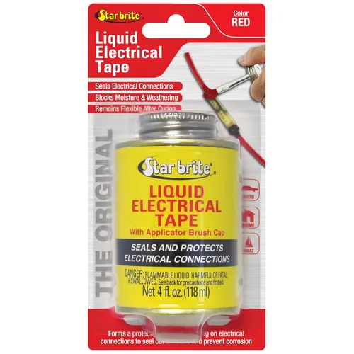 STAR BRITE Cinta Eléctrica Líquida con Tapa Aplicadora de Cepillo - Adhesión Superior y Protección Flexible para Cables Deshilachados, Terminales y