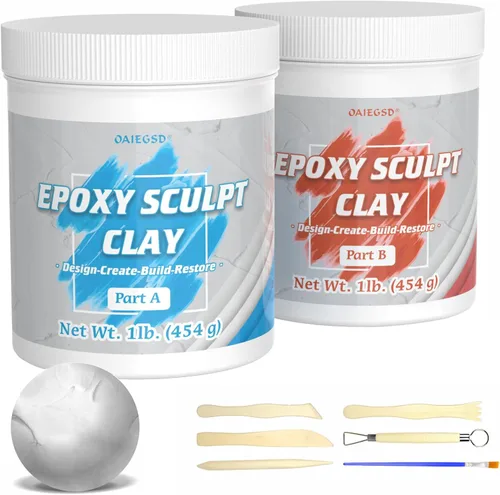 Vista 14 de 1 Libra de Arcilla de Escultura de Masilla Epoxy Negra, Compuesto de Modelado de 2 Partes (A & B) para Esculpir, Modelar, Construir, Reparar