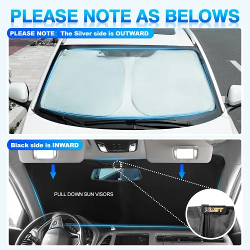 Vista 5 de KUST Parasol para parabrisas de ajuste personalizado para Cadillac XT6 2020-2024 2025, accesorios para ventana, protector de visera solar, plegable