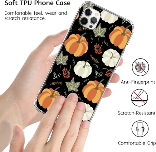 Vista 2 de Funda para iPhone 13 Pro con diseño de hojas de otoño y calabaza compatible con iPhone 13 Pro, funda de teléfono de Acción de Gracias de Halloween