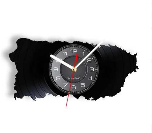 Reloj de pared para decoración de pared, 12 pulgadas/11.8 in, mapa de Puerto Rico, arte de pared, patriótico, decoración del hogar, reloj de pared