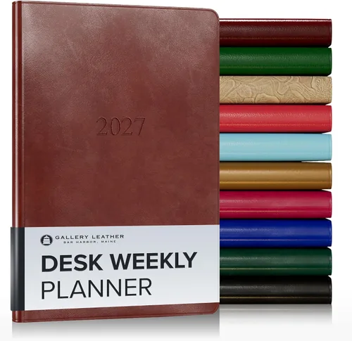 Vista 41 de Gallery Leather Agenda semanal grande 2026-2027 Acadia Hydrangea Hortensia Acadia