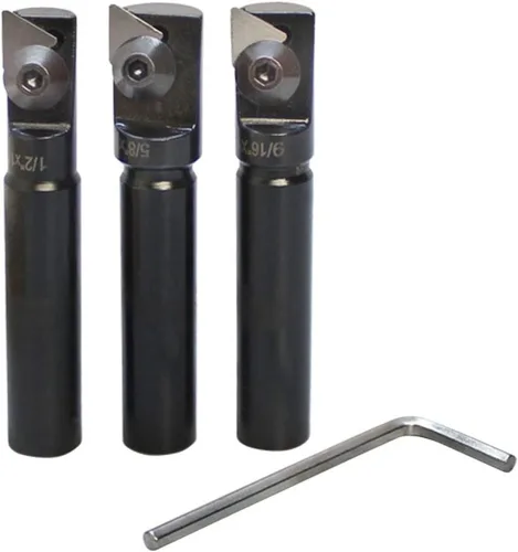 Vista 4 de Juego de 3 mini molinos de extremo indexables con vástago de 1/2 pulgada x 1/2 pulgadas, 9/16 pulgadas, 5/8 pulgadas