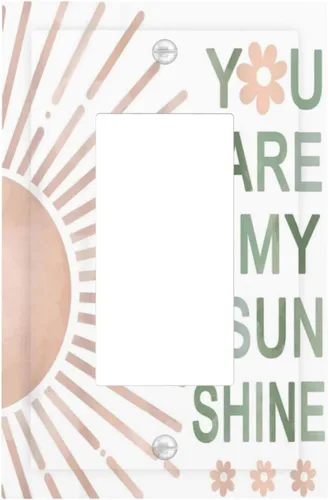 Vista 108 de Cubiertas de Placas de Pared Dúplex Individual con Sol Minimalista Moderno de Palabras Inspiradoras Abstractas Boho, Cubierta de Interruptor de Luz
