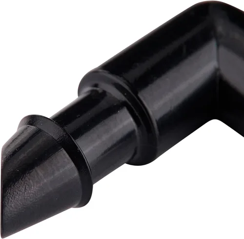 Vista 4 de Raindrip 314010B, codo de púas, 1/4 pulgadas, paquete de 10, accesorio de riego por goteo para tubería de suministro y línea de goteo, negro