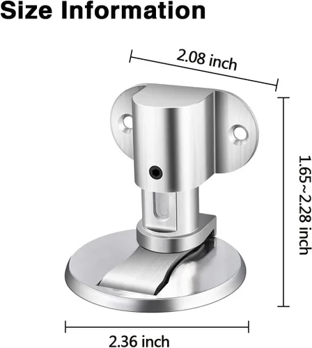Vista 5 de KOLAKO Tope magnético para puerta, tapón magnético invisible con cinta adhesiva, acero inoxidable, protector de pared ajustable para el suelo