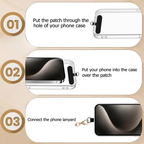 Vista 4 de VICHUNHO Correa de muñeca de teléfono con cuentas de silicona de mármol, cordón para teléfono celular con pestaña de sujeción, pulsera elástica